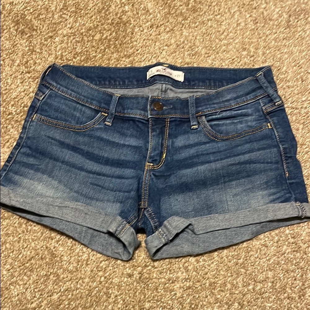 Hollister Dark Blue Rolled-Hem Denim Shorts